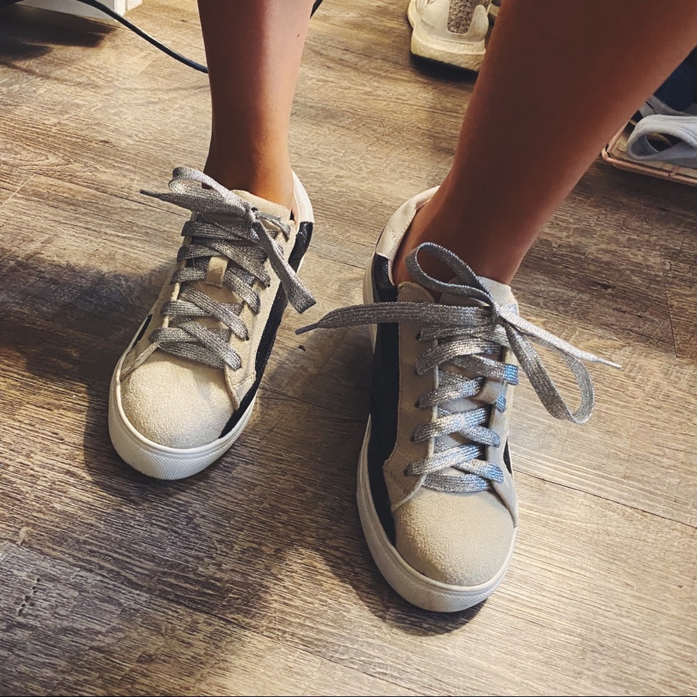 Red dress boutique sneakers